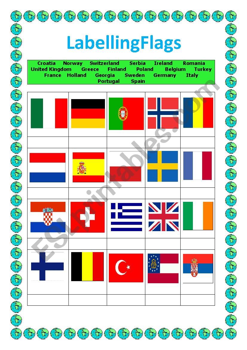 European Flags worksheet