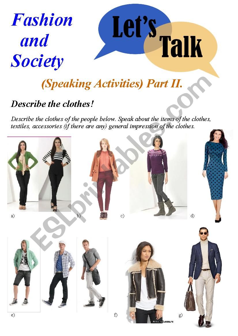 Fashion and Society Speaking Activities (part 2)