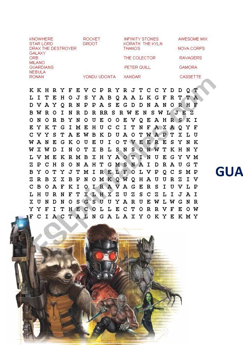 Guardians Of The Galaxy Wordsearch