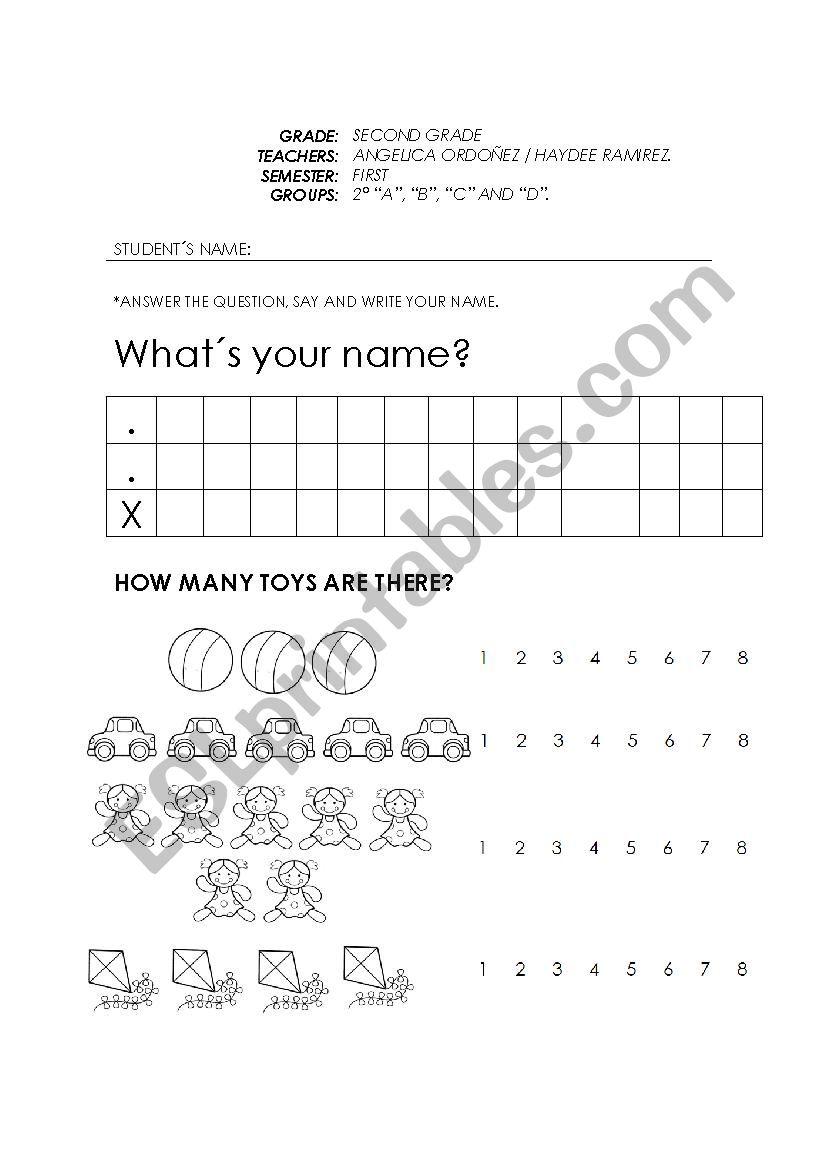 Example of exam kindergarten worksheet