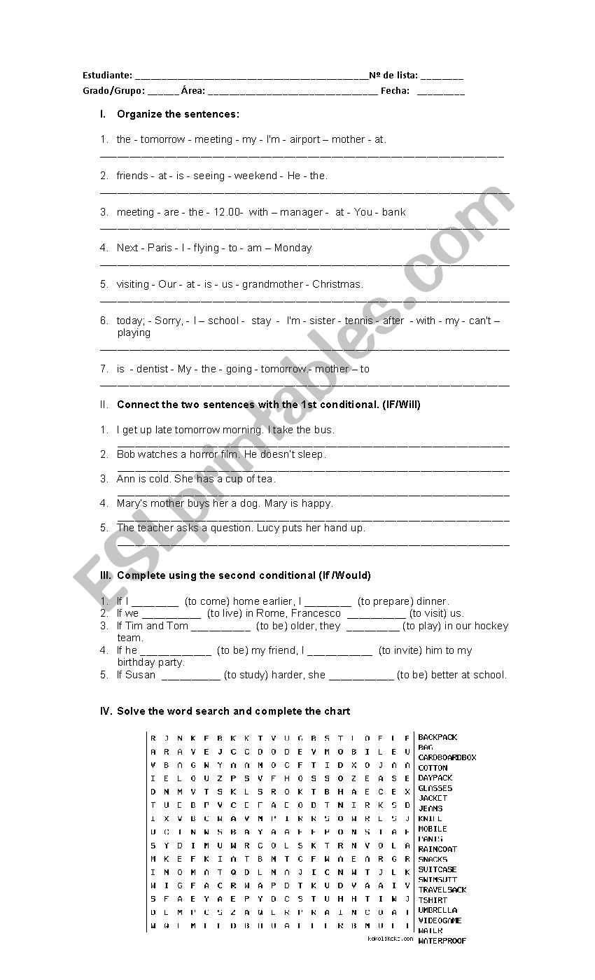 Conditionals  worksheet