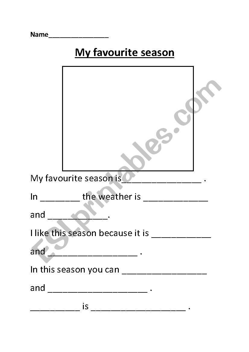 My favourite season worksheet