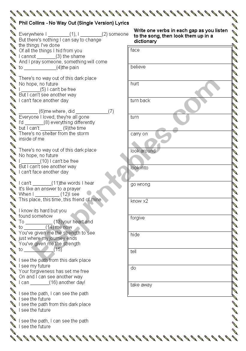 Theres No Way Out worksheet