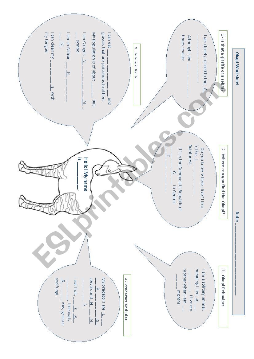 Okapi worksheet
