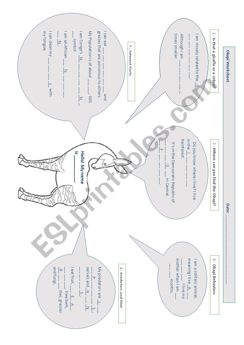 Okapi worksheet