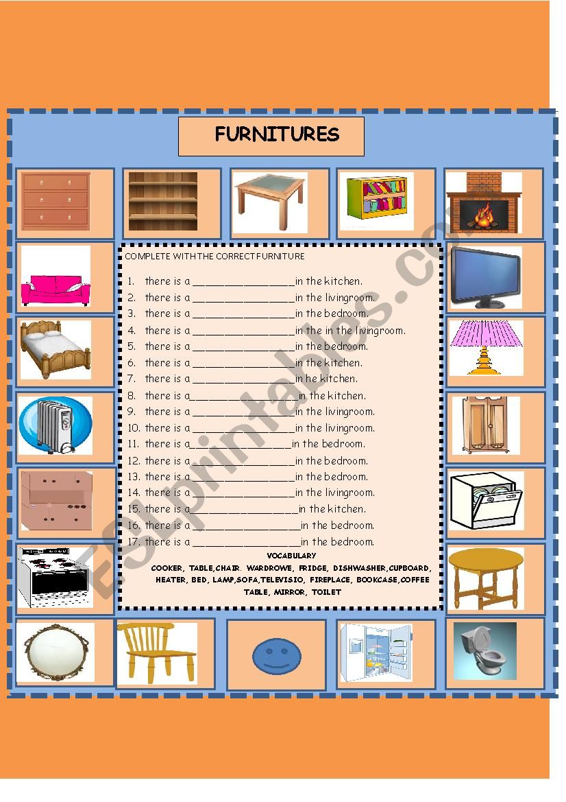 THERE IS THERE ARE VOCABULARY OF FURNITURES