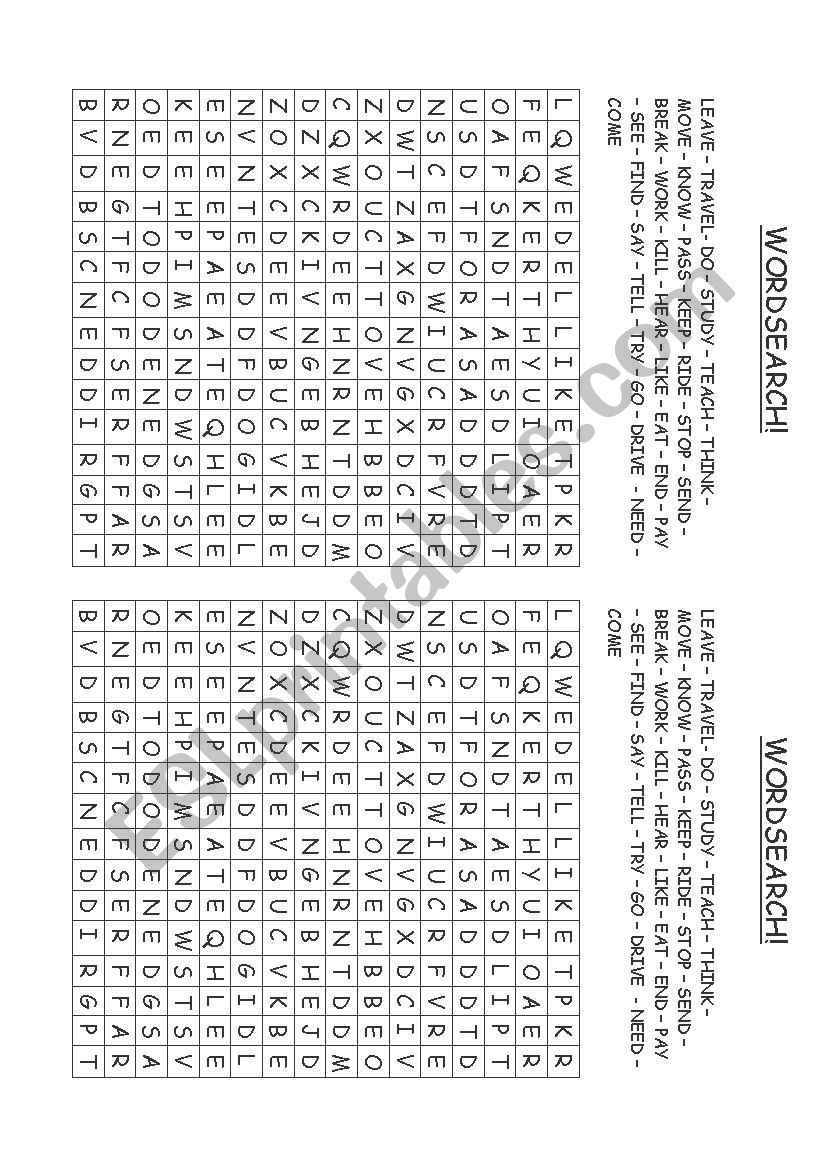 WORDSEARCH PARTICIPLE  worksheet