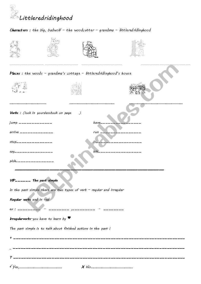 Little red riding hood vocabulary and past simple