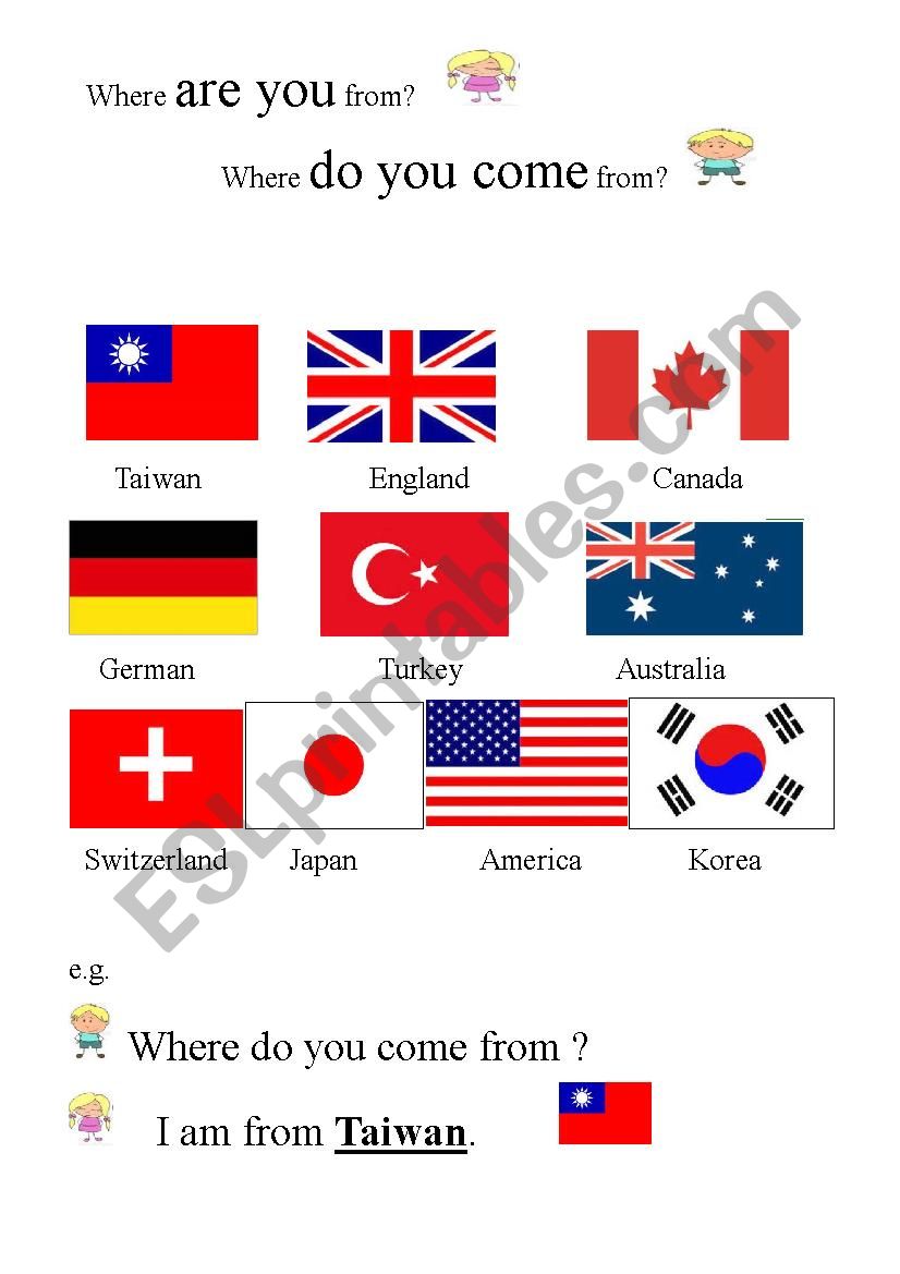 Where are you from?  worksheet