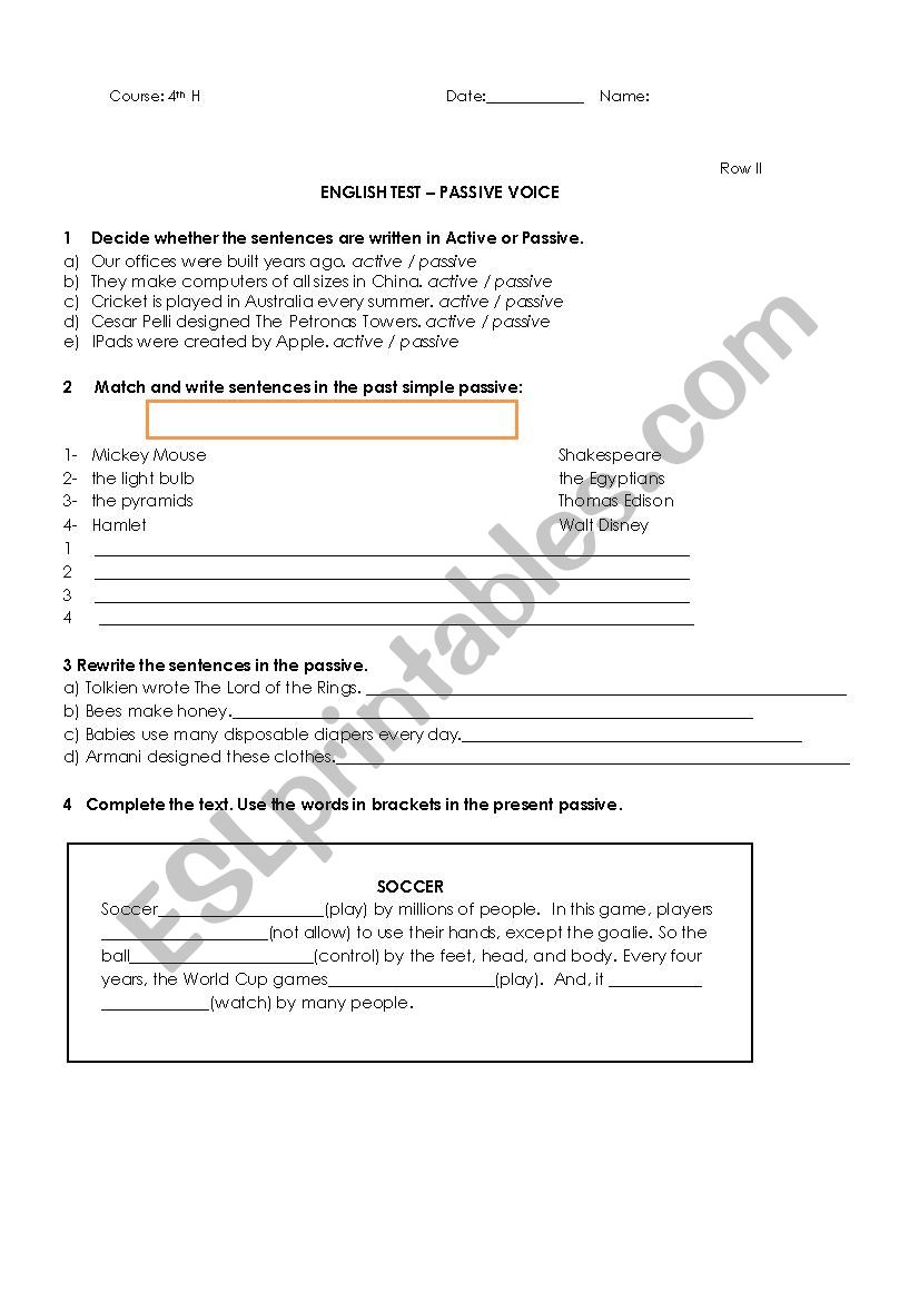 Passive voice worksheet