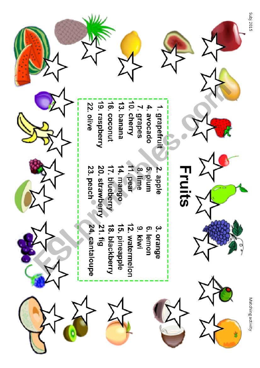 Vocabulary - Fruit - Matching activity