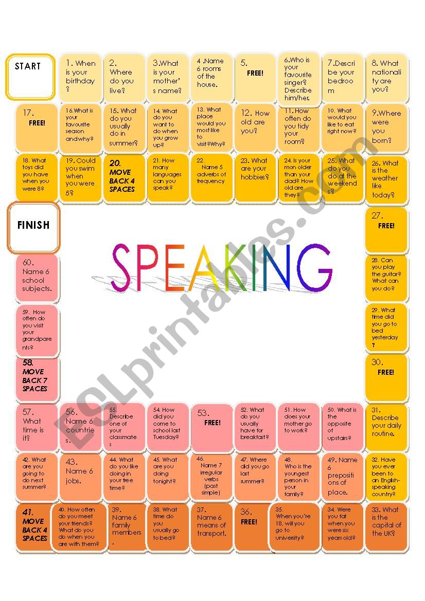 A1 revision - boardgame worksheet