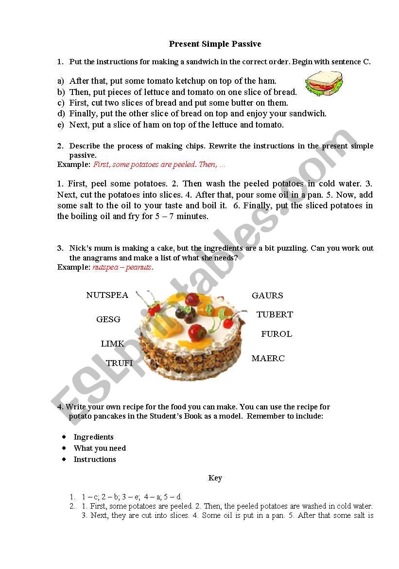 Food - Present Simple Passive worksheet