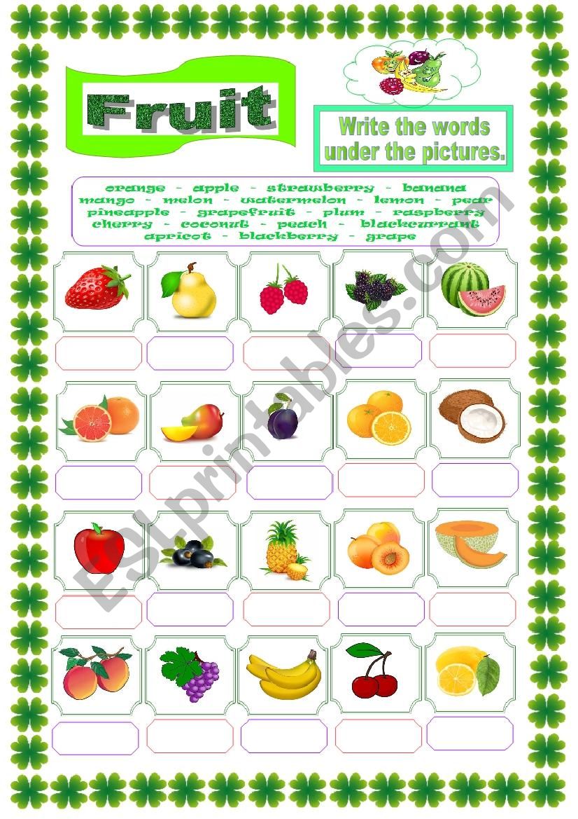 Fruit worksheet