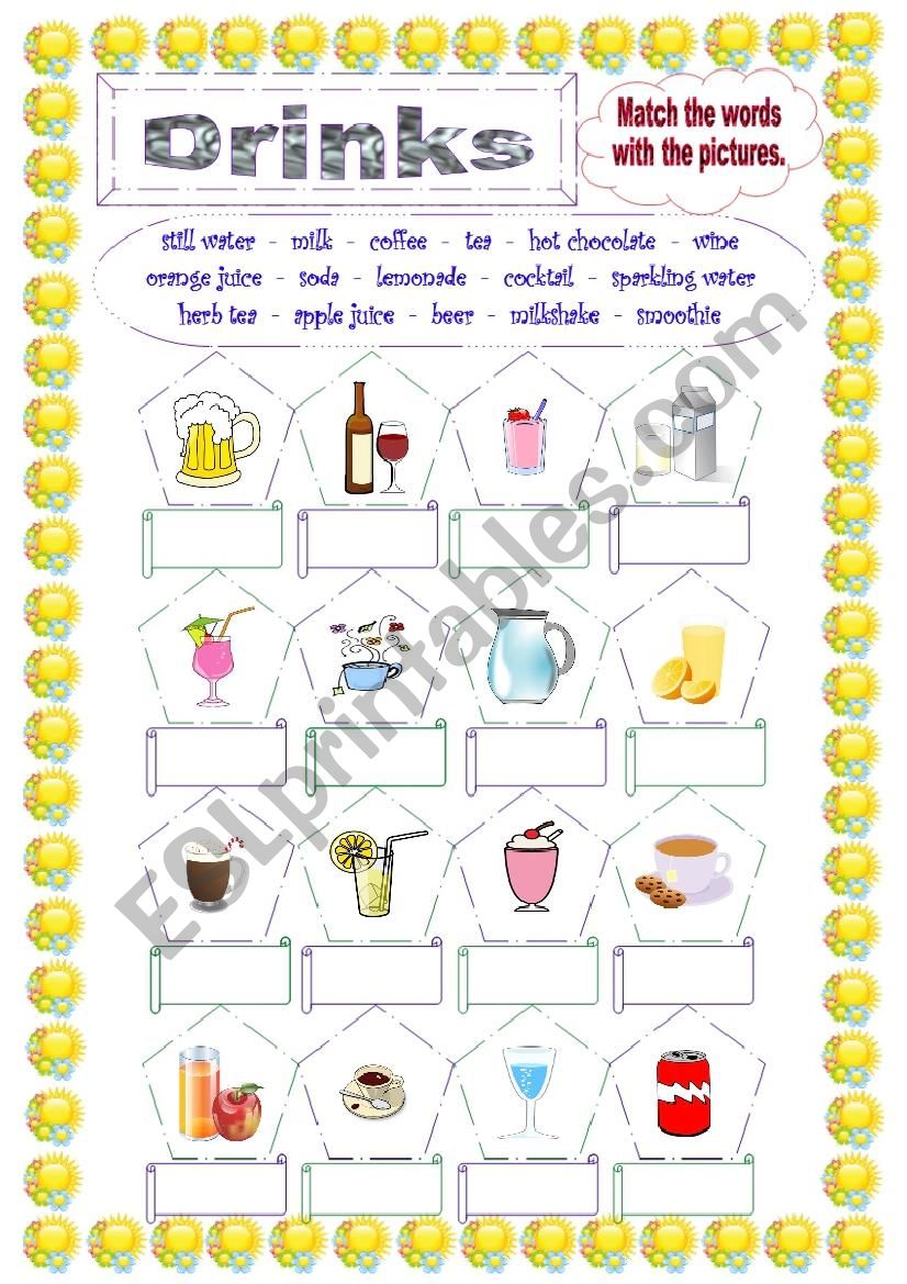 Drinks worksheet