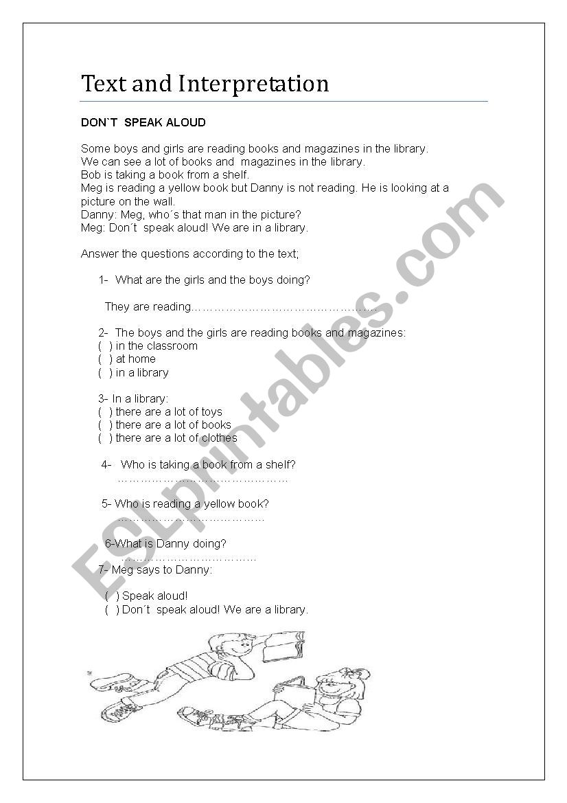 TEXT AND INTERPRETATION worksheet