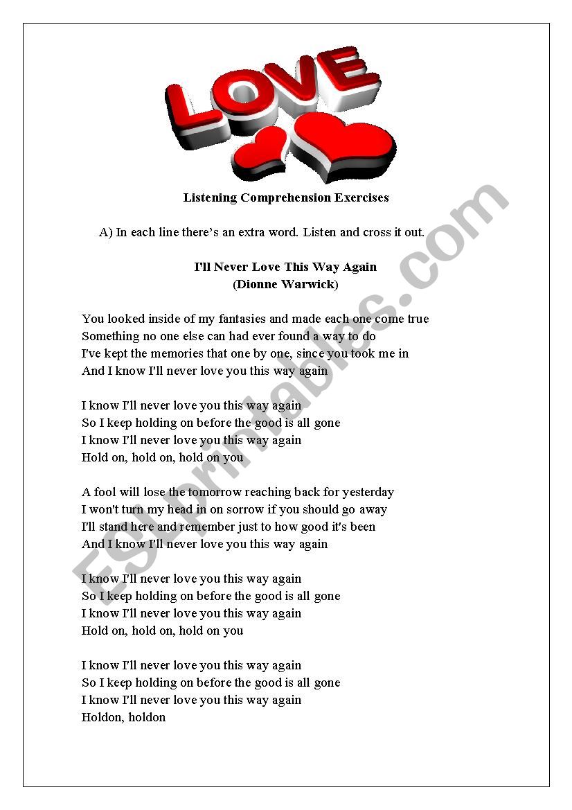 Listening Comprehension - Ill never love this way again