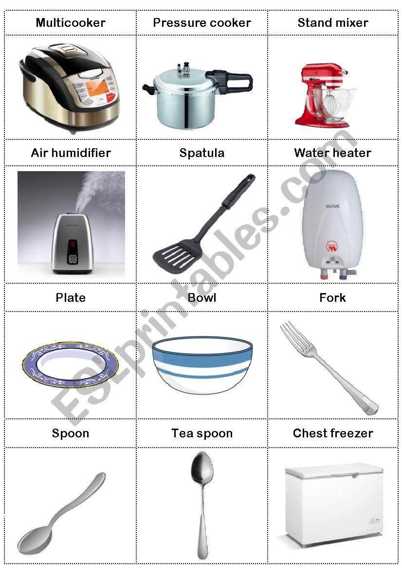 Kitchen vocabulary (picture mathcing cards)
