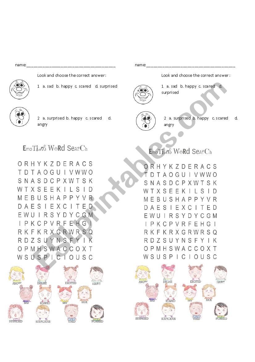 FEELINGS WORKSHEET worksheet