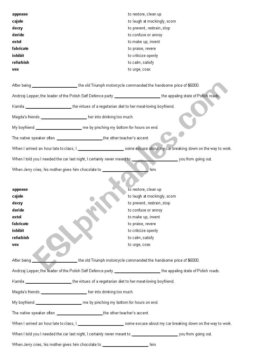 Words to impress 2 (verbs) worksheet