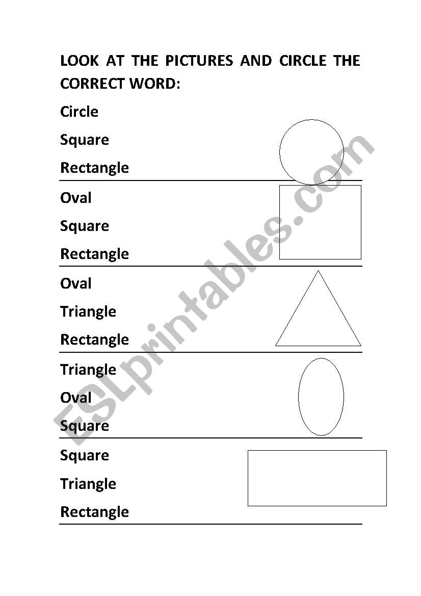 Shapes and Numbers worksheet