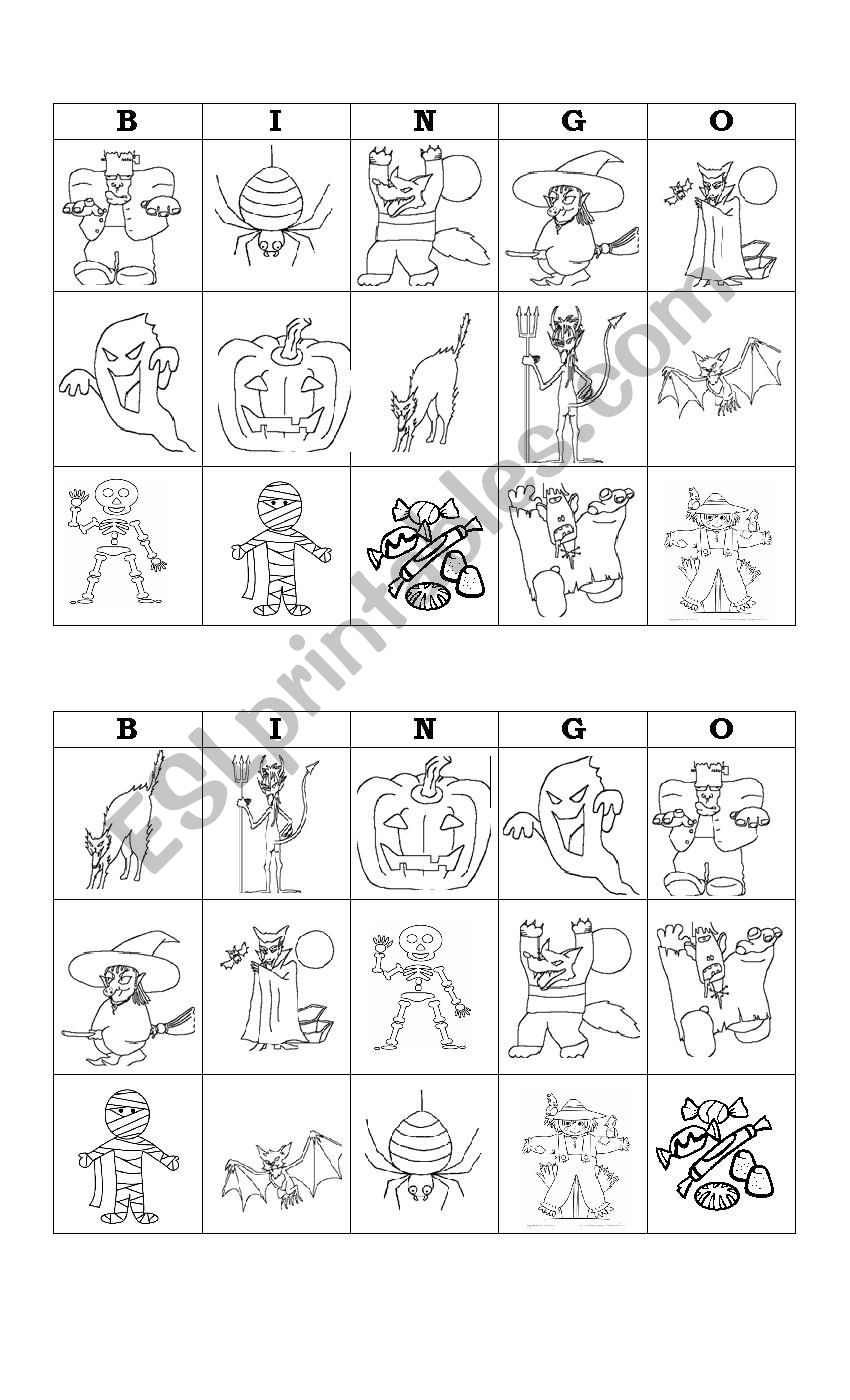 Halloween Bingo worksheet