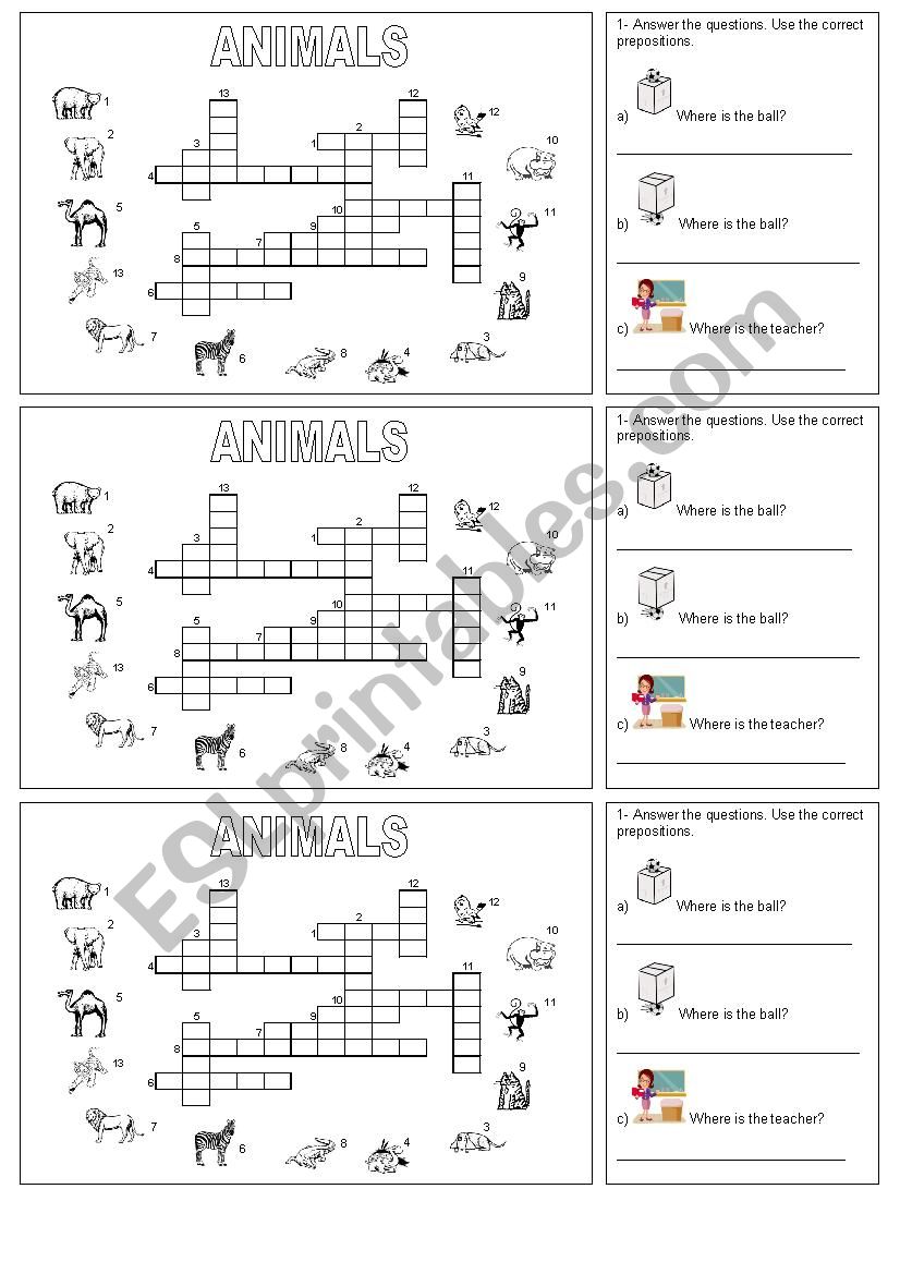 Animals worksheet