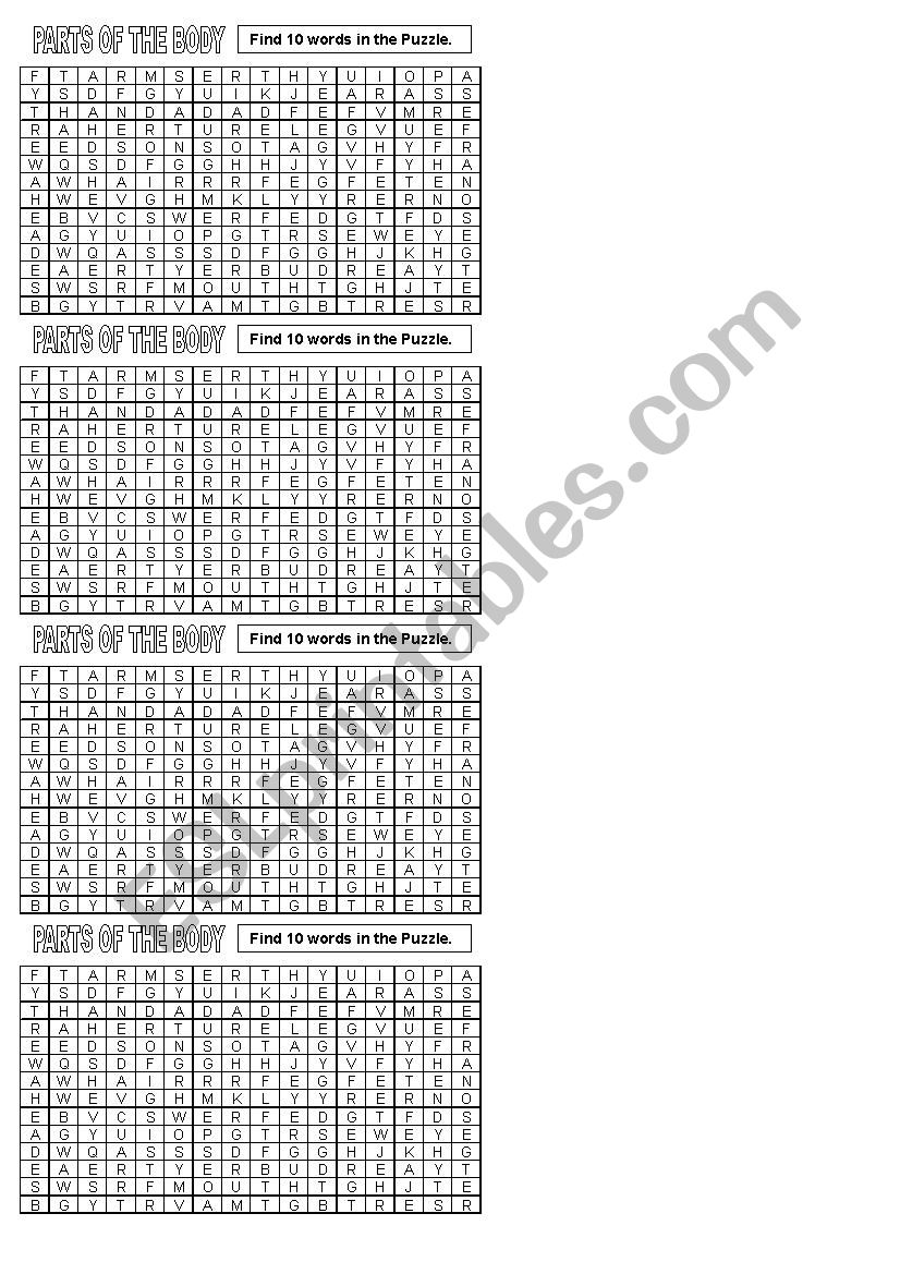 Body Part worksheet