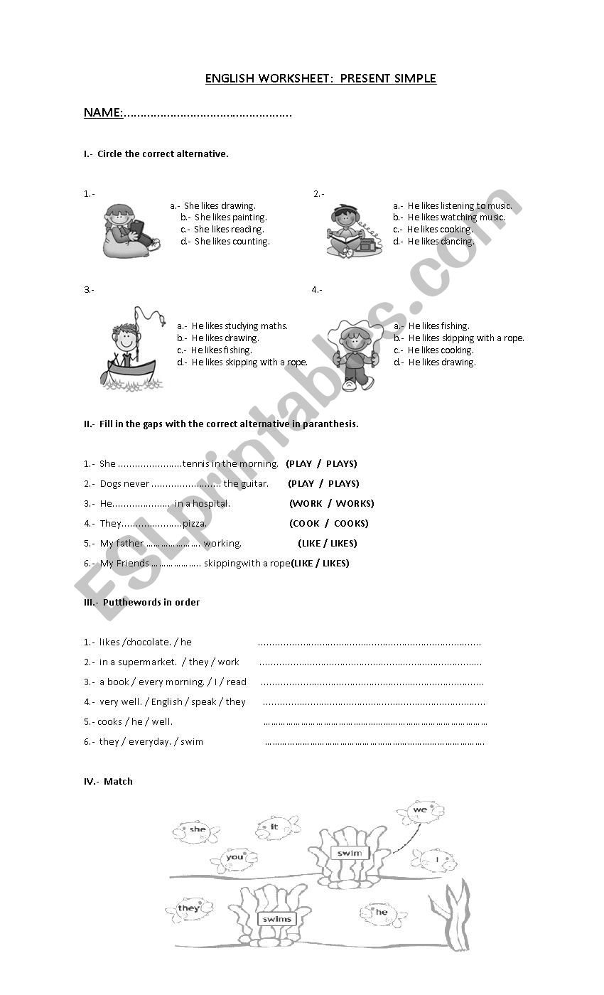 Present simple  worksheet