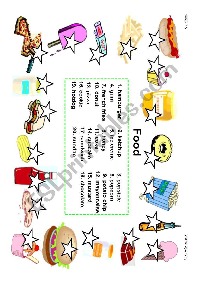 Vocabulary - Food - Matching activity