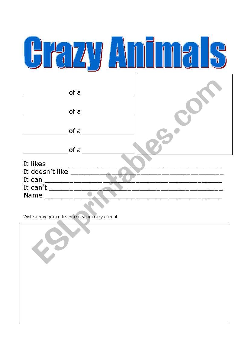 Crazy Animals Worksheet worksheet