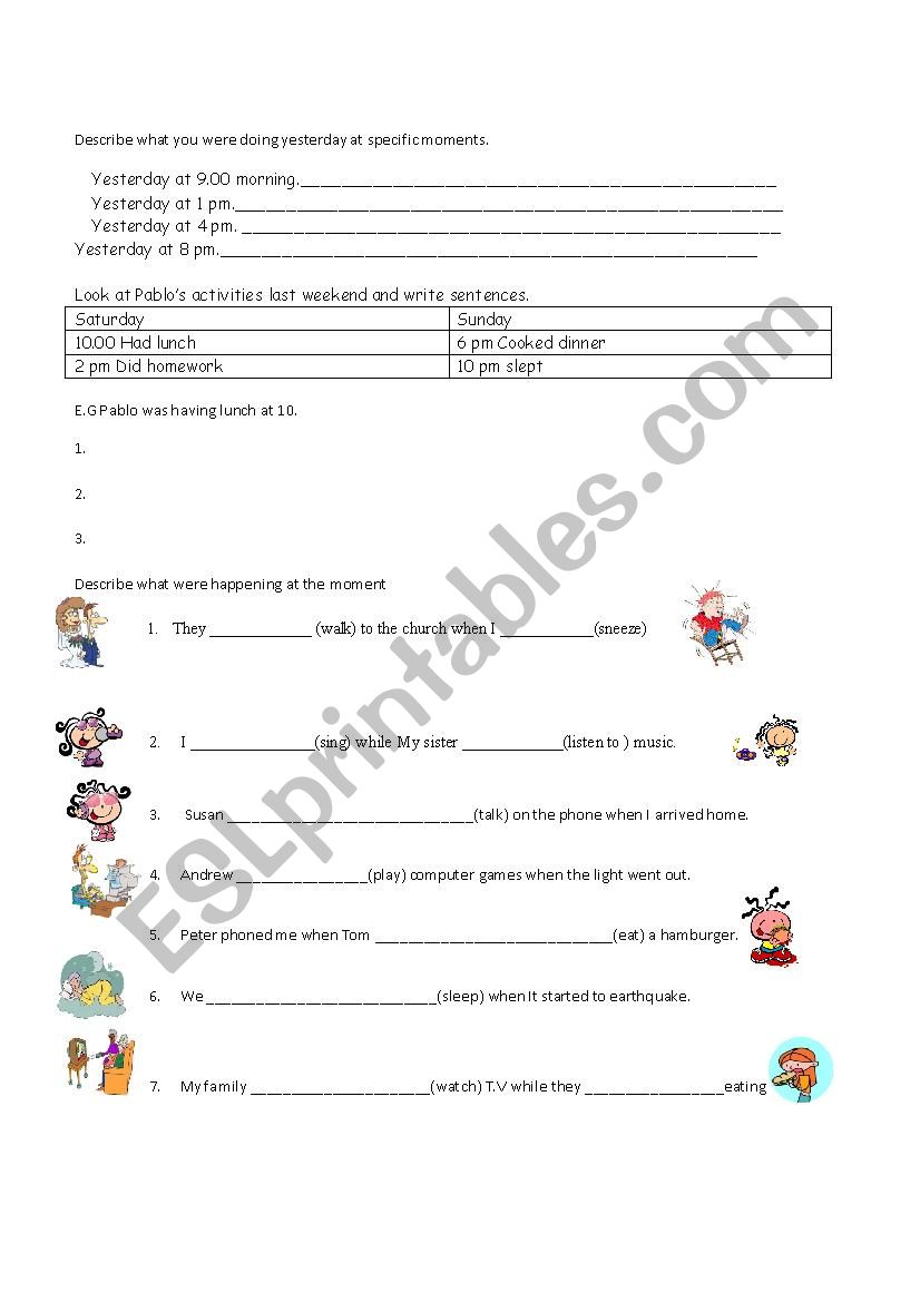 Past continuos  worksheet
