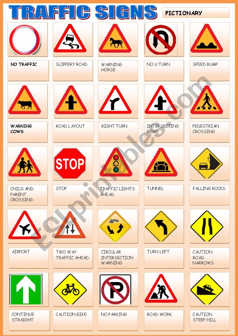 Printable Traffic Signs Worksheets