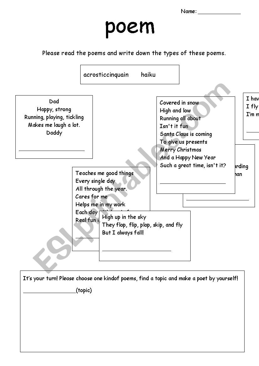 Poem  worksheet