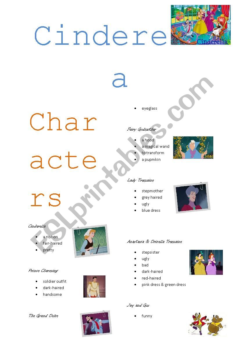 Cinderella - vocab worksheet