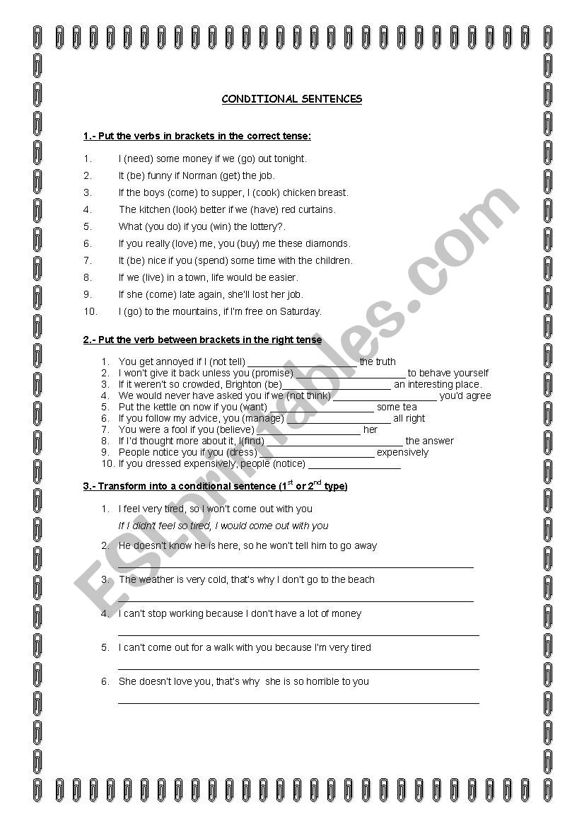 Conditional Sentences worksheet