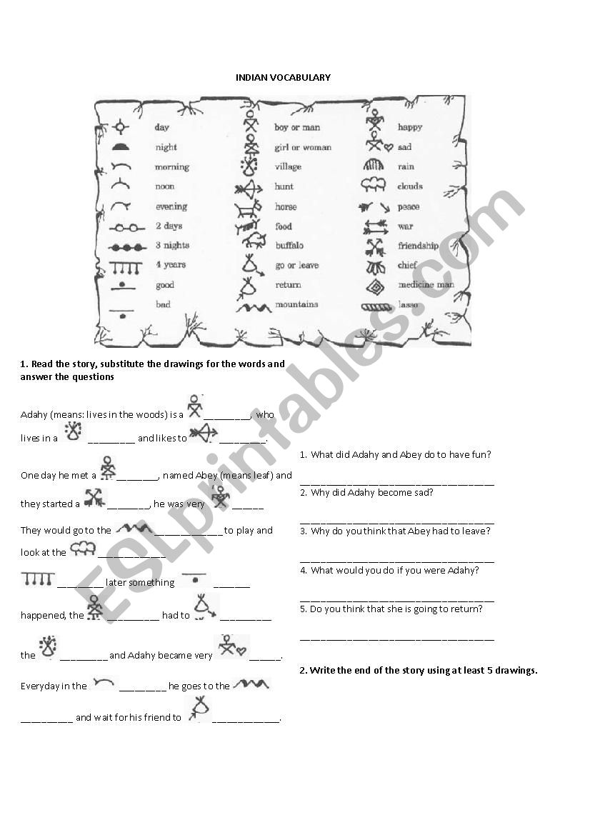 Indians worksheet