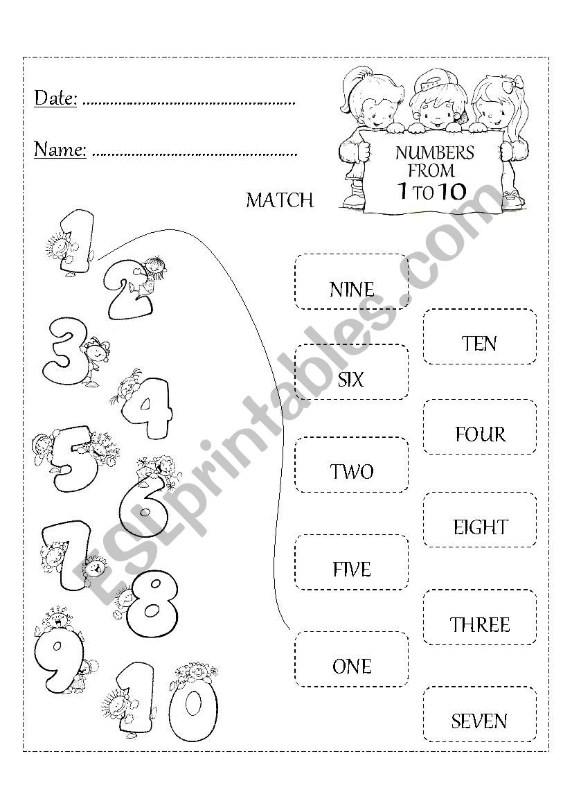 NUMBERS FROM ONE TO TEN! worksheet