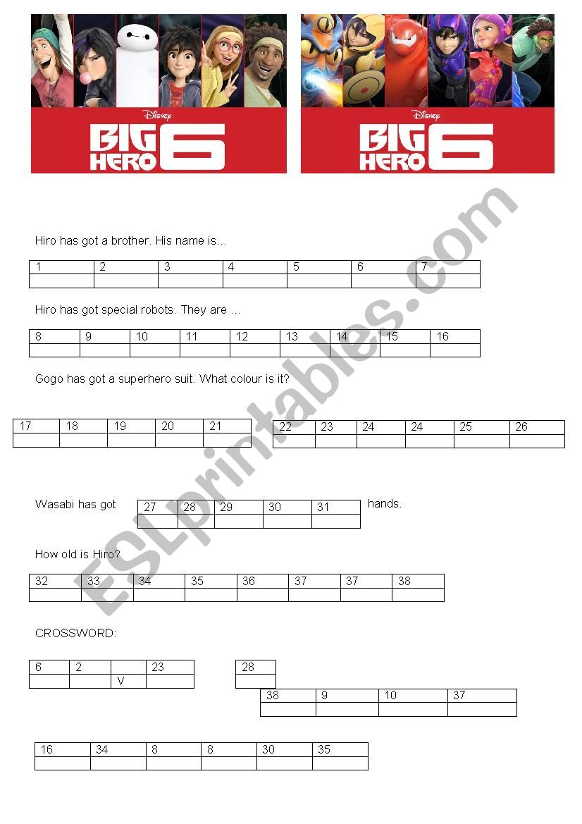 Big Hero 6 Secret message worksheet