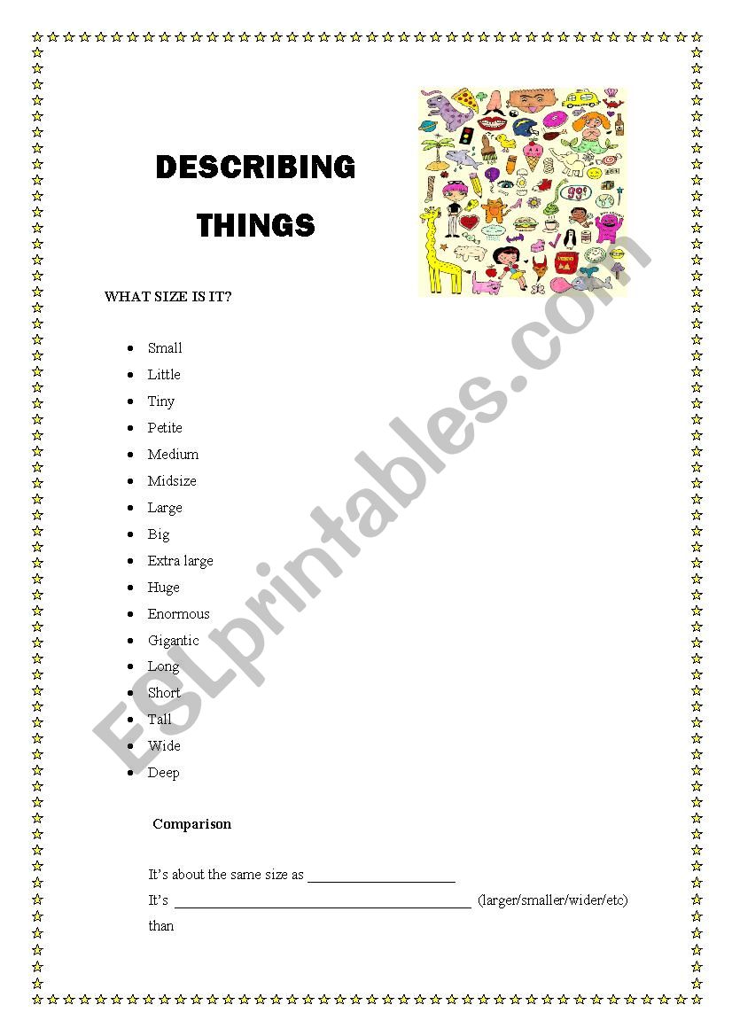 Describing things worksheet