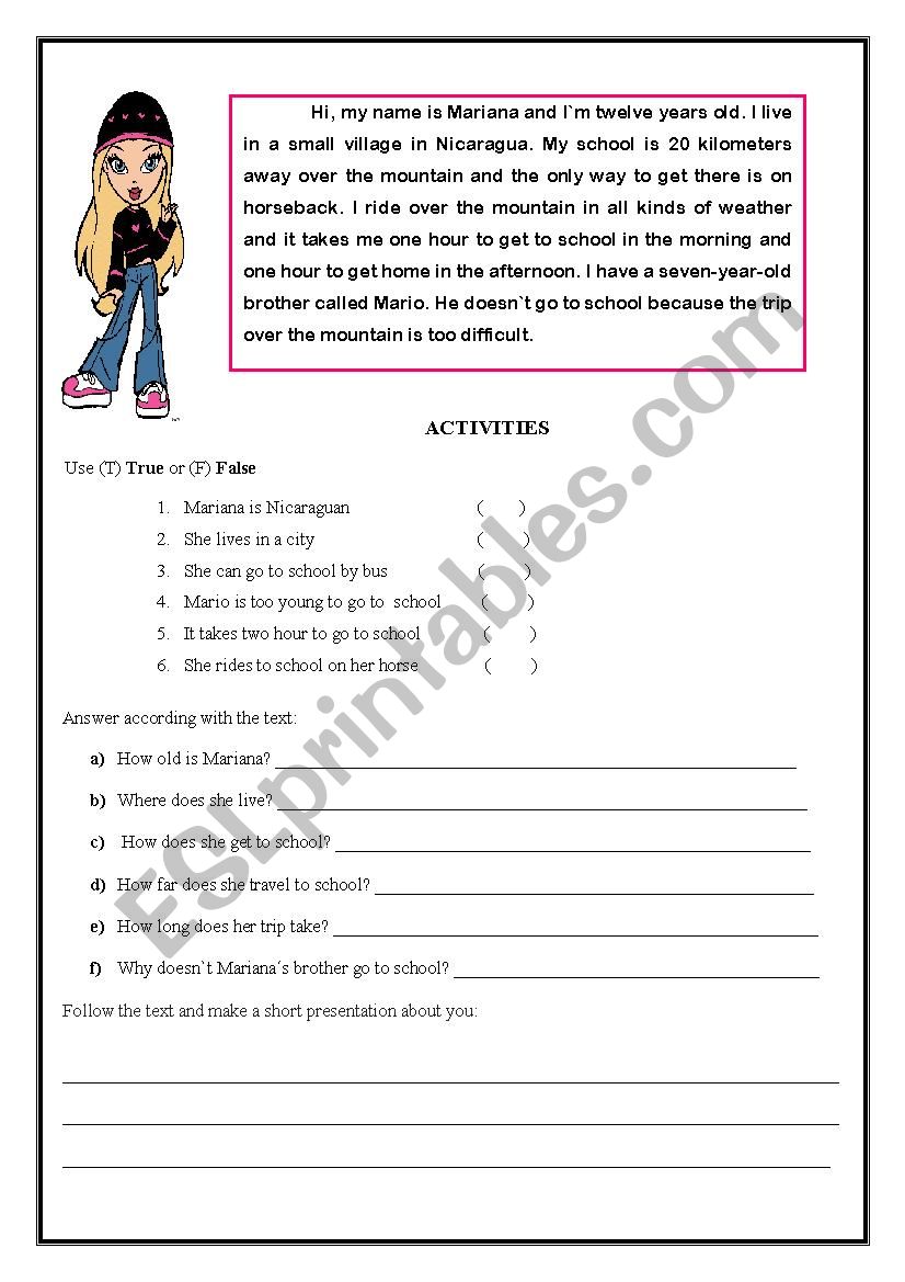 Text Mariana worksheet