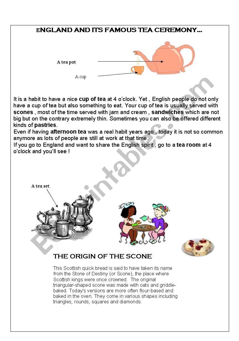 afternoon tea worksheet