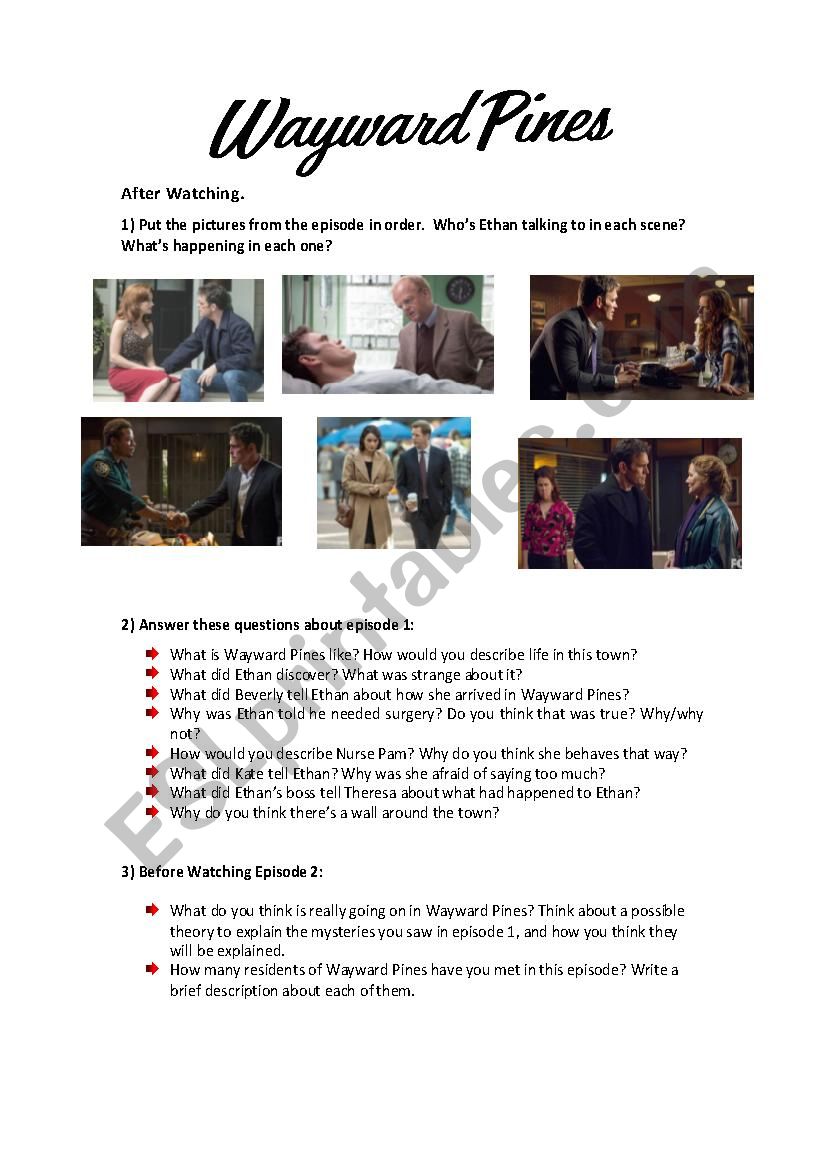 Wayward Pines - Episode 1 worksheet (part 2 + Answers)