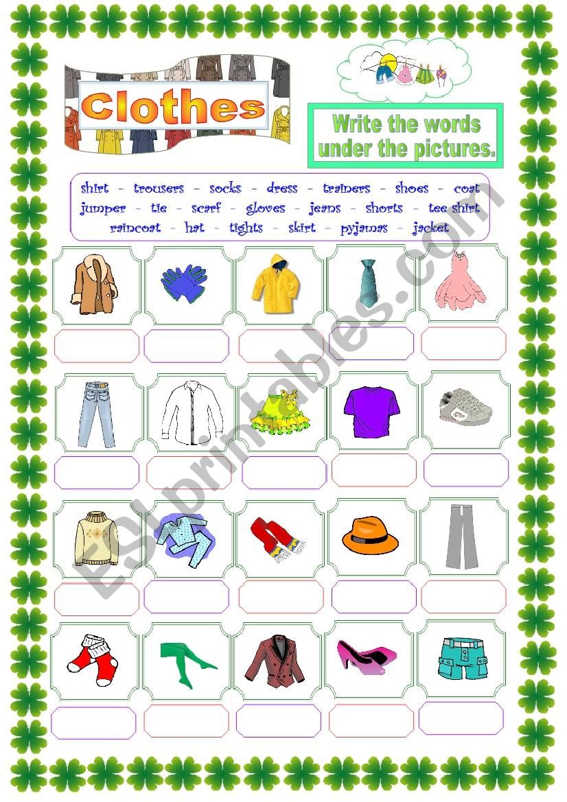 Clothes worksheet