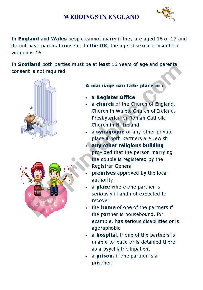 GETTING MARRIED IN BRITAIN worksheet