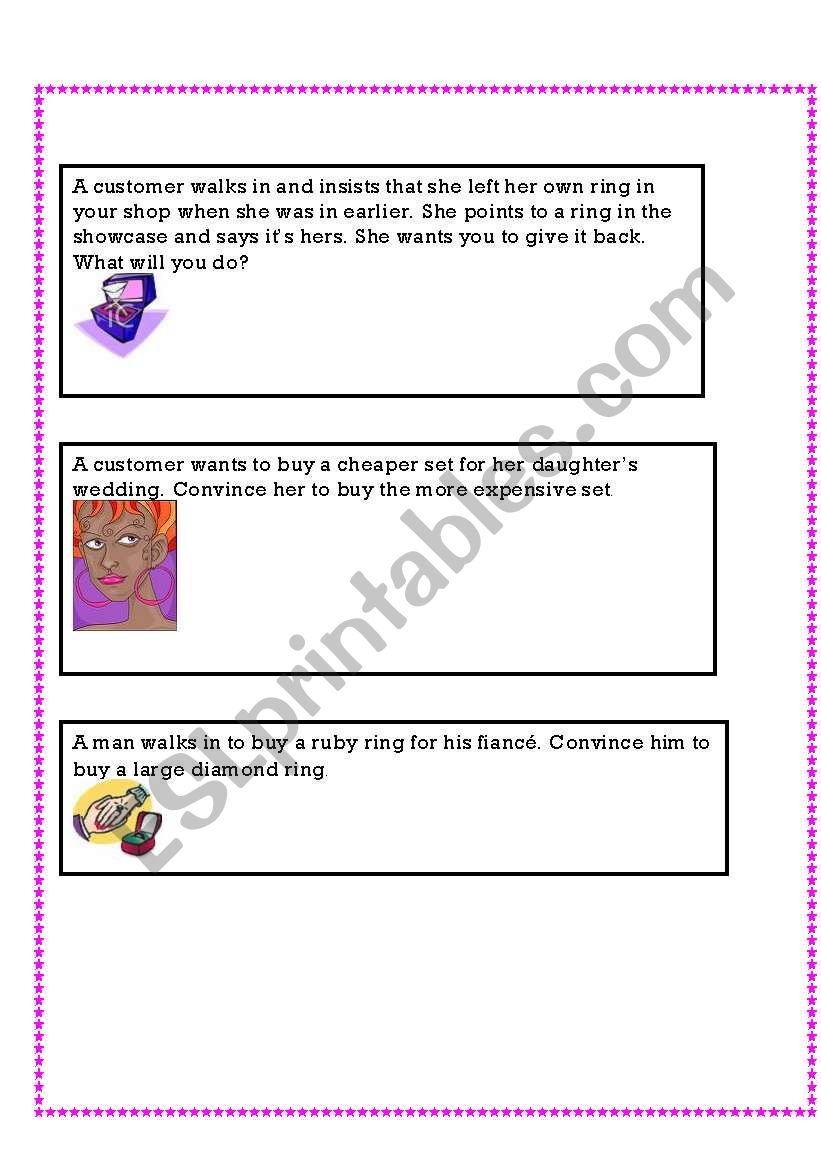 role play cards worksheet