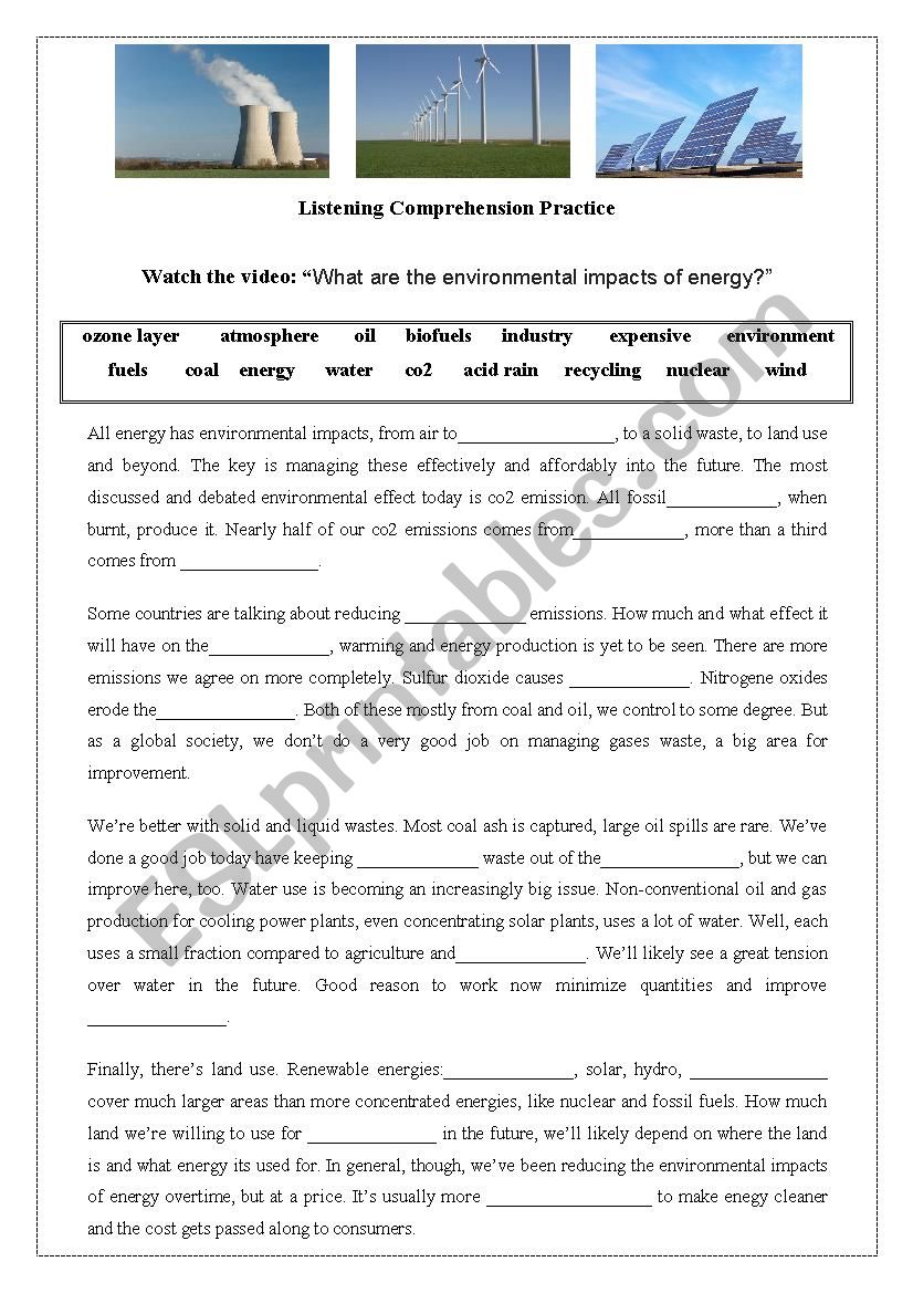 Environmental Impacts of Energy - Listening Activity