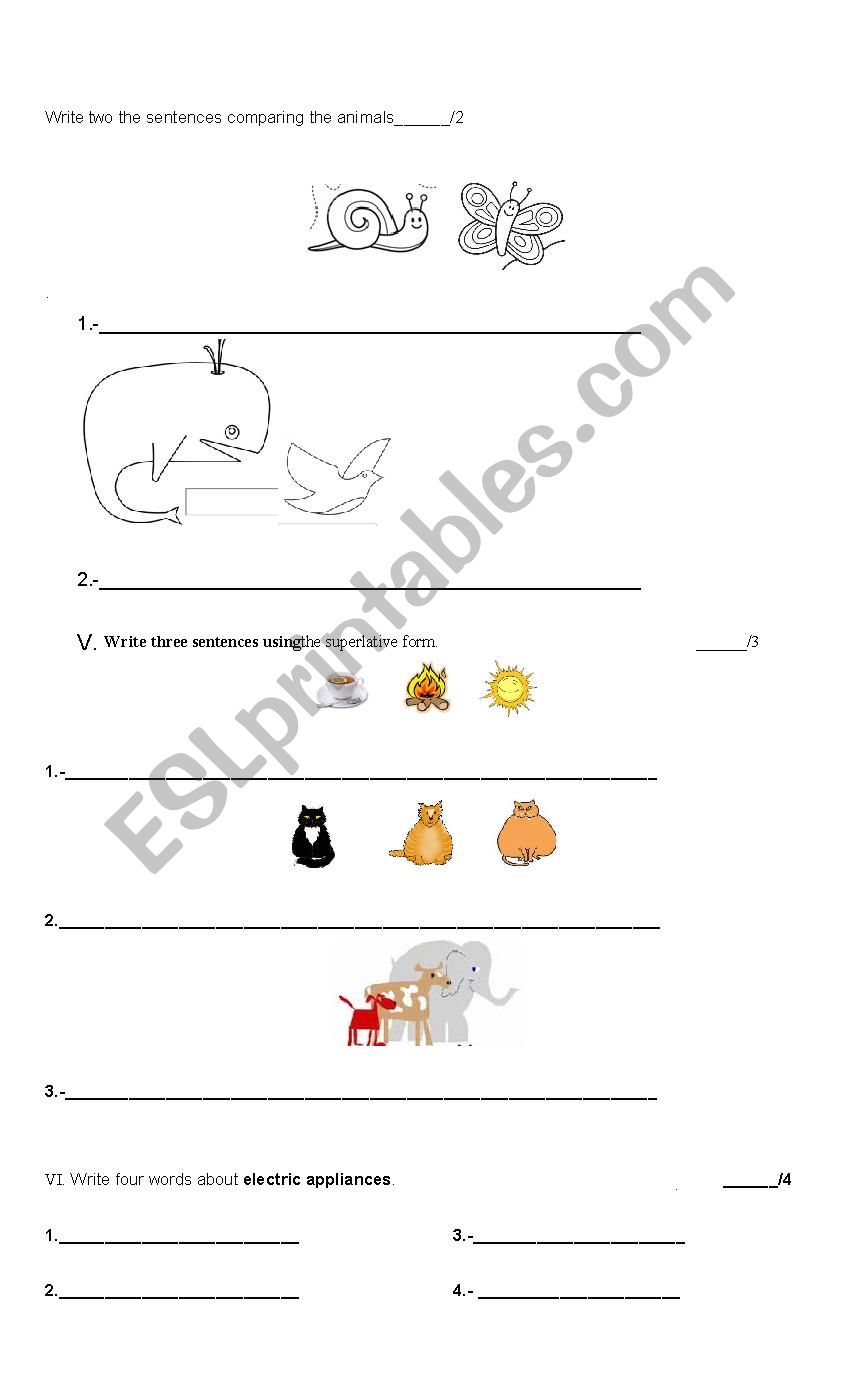 COMPARISONS worksheet