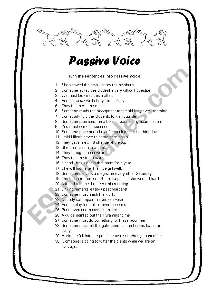 PASSIVE VOICE PRACTICE + ANSWER SHEET