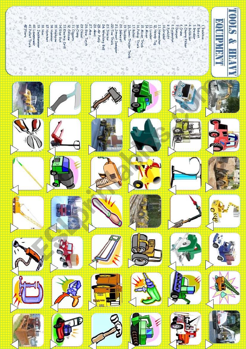 Heavy Equipment & Tools worksheet